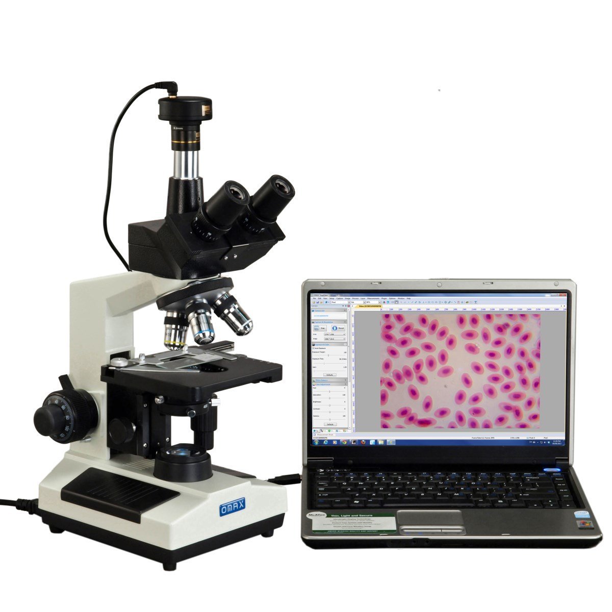 OMAX 40X-2000X Lab Trinocular Biological Compound LED Microscope with Double Layer Mechanical Stage 
